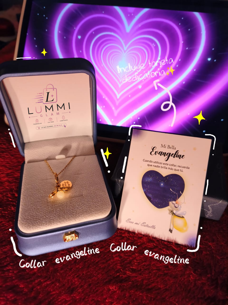 Collar Evangeline | Charm Princesa y el Sapo + Caja + TARJETA DEDICATORIA 👑💗