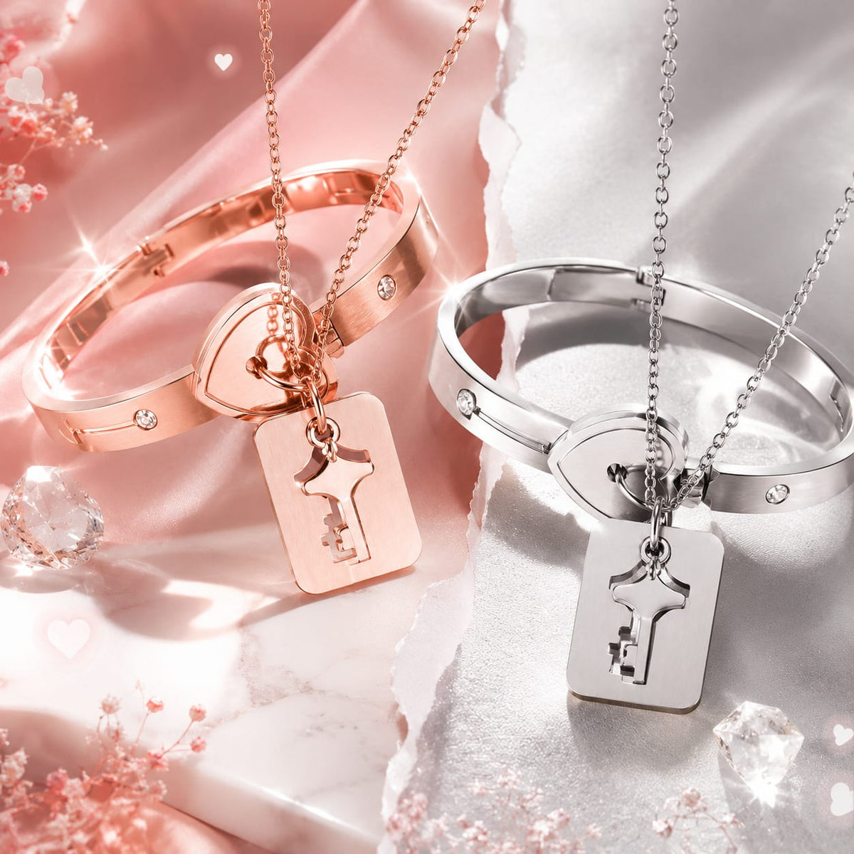 L'Amour Key 🔐💕| Collar llave + Pulsera candado + Caja